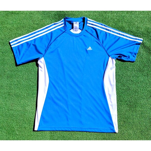 Adidas S/S Light Blue/White Adult Med Athletic Performance Sports Top Shirt EUC - Picture 5 of 7